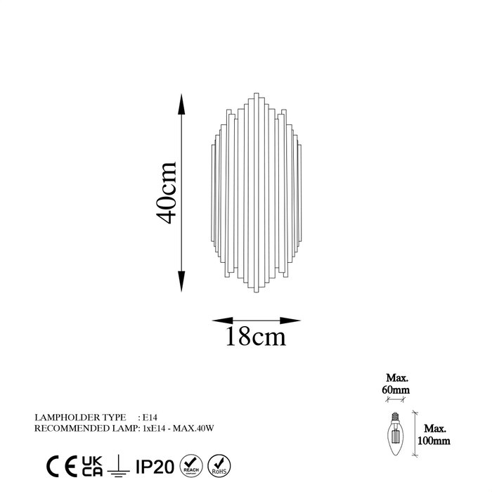 Opviq Kara - 13346 Lámpara de pared Dorada